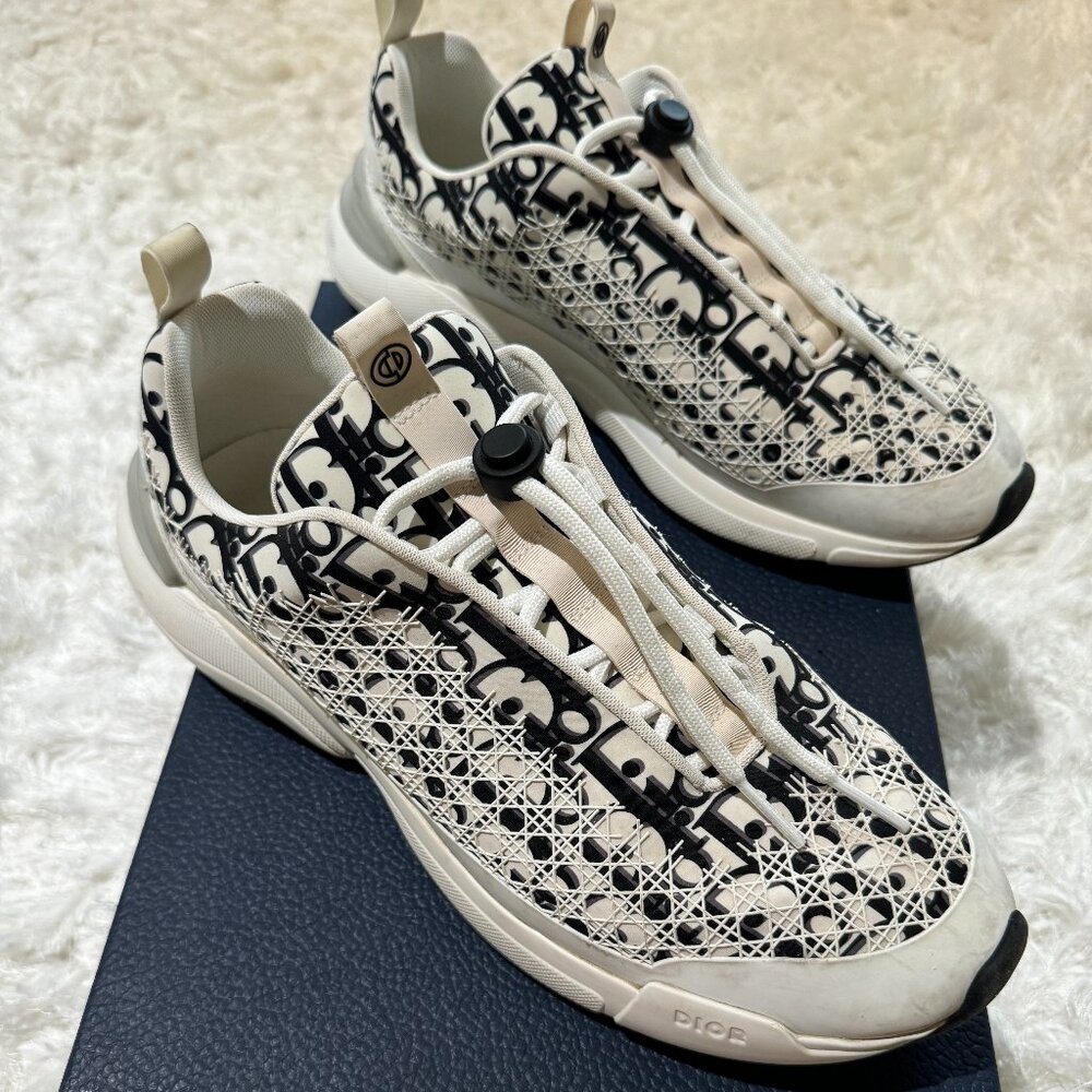 Christian Dior B24 Mens Sneakers, White & Black Running Shoes, Dior Size 45